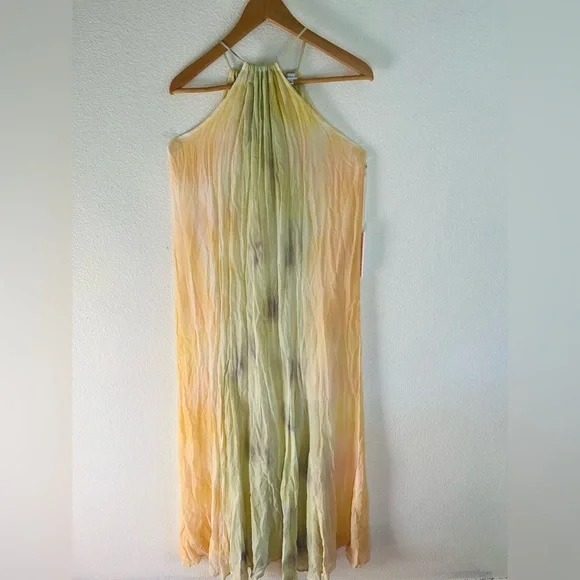 Young Fabulous & Broke Elie Trapeze Viscose Tie Dye Halter Maxi Dress S